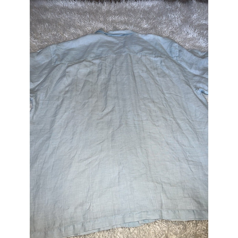 Tommy Bahama Button Down Shirt Short Sleeve Light Blue 100% Linen Men's Size XXL - Picture 2 of 9